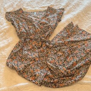 Women's Spring Summer Boho Floral Print V-Neck Faux Wrap Maxi Dress